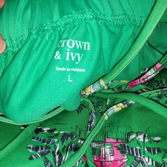 ❄️2/$5❄️[B1] NWOT Crown & Ivy Tropical Green Graphic Tankini, Size Large - Picture 4 of 5